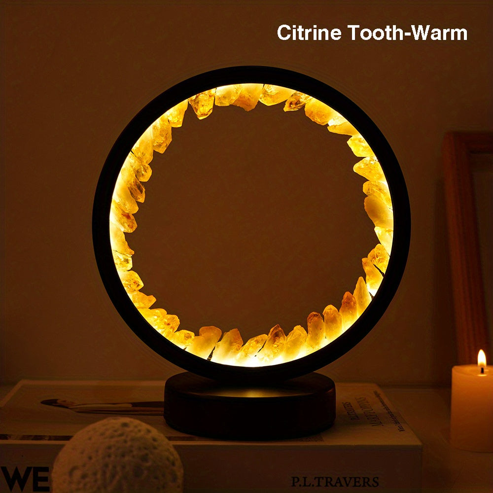 Rechargeable LED Lamp with Amethyst Quartz Cluster for Bedroom and Desk Decor