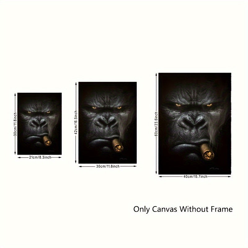 Frameless Canvas Wall Art Animal Monkey Smoking Portrait for Home Decor