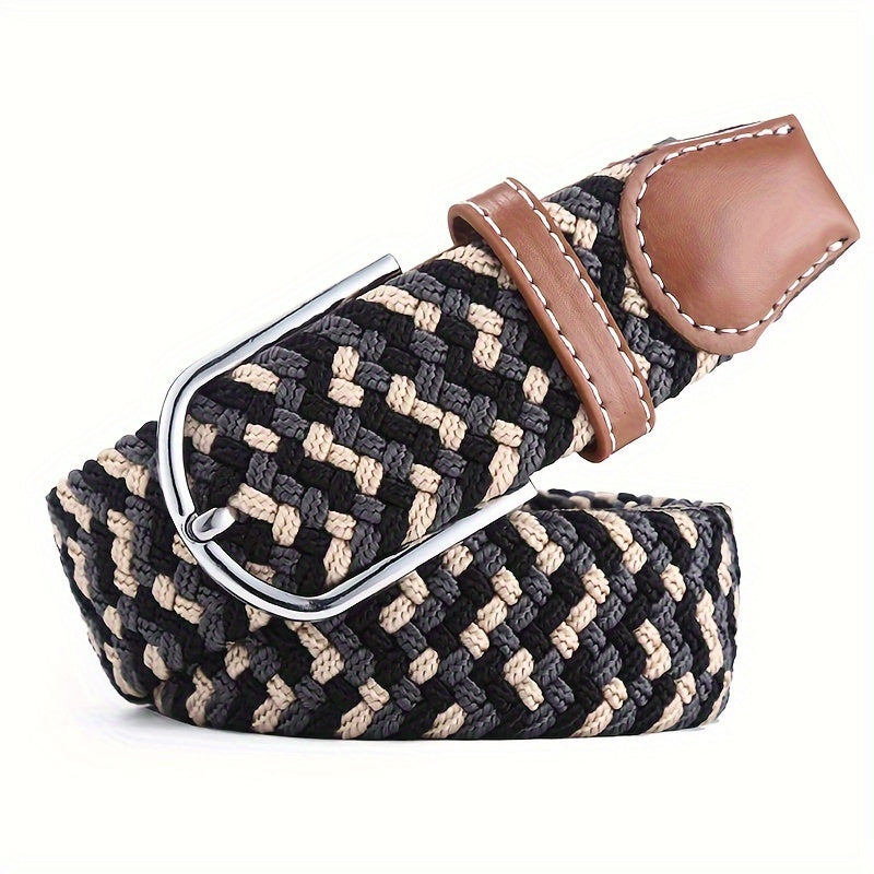 Women's Braided Elastic Belt with Woven Design for Golf and Casual Wear