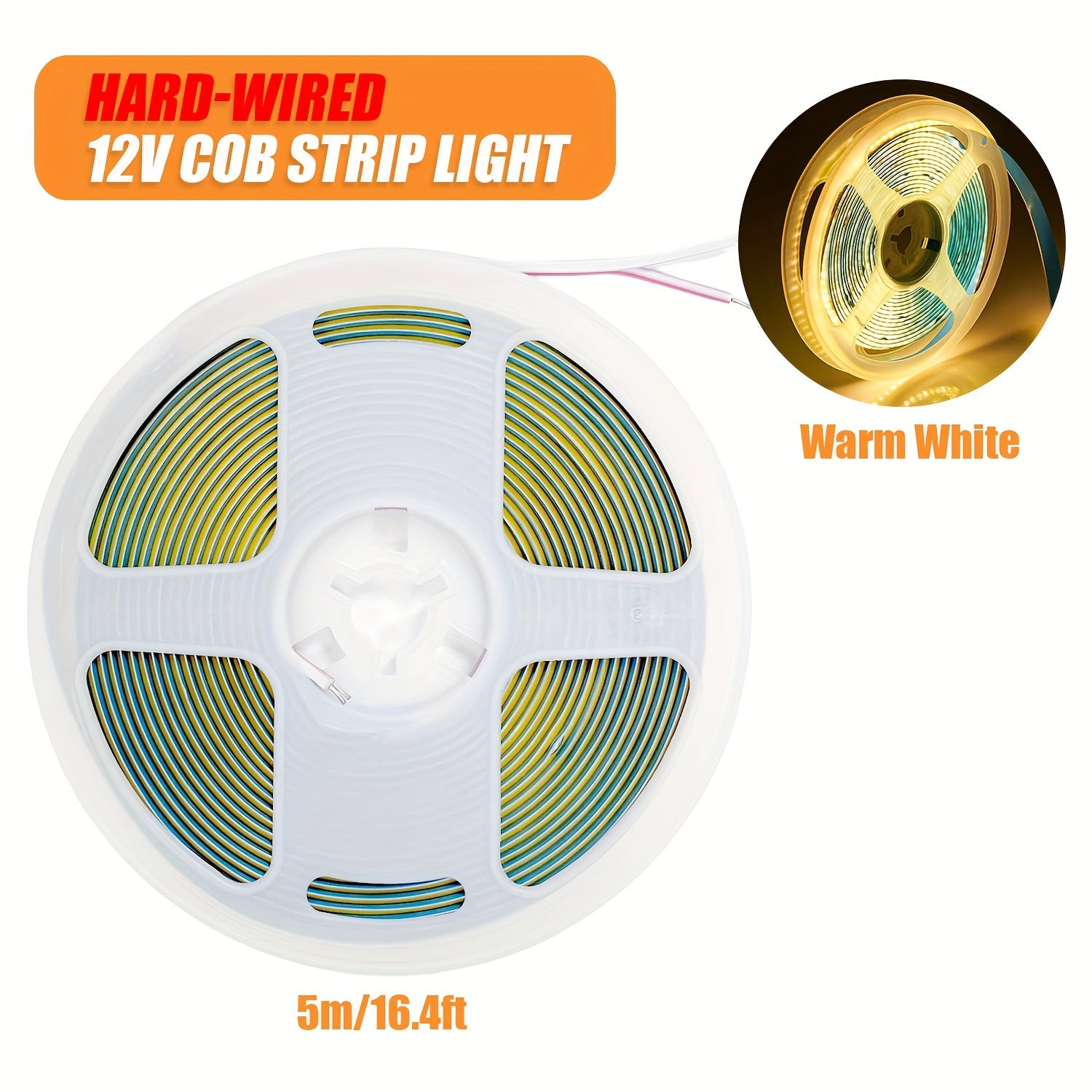 5m COB LED Strip Lights Flexible Night Lighting for Bedroom Kitchen Stairs White Warm Cool