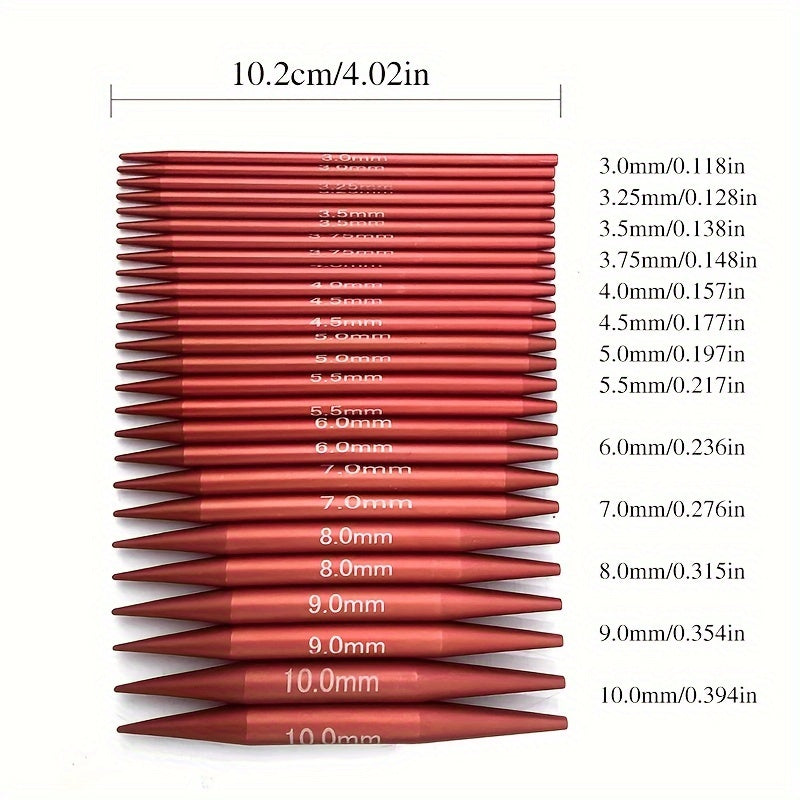 Matte Red Interchangeable Circular Knitting Needle Set 39pcs Metal with Storage Case