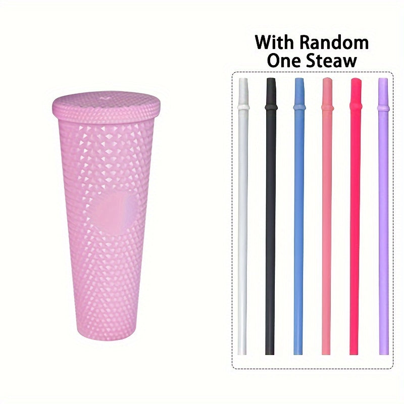 3 бутылки для воды с соломкой Durian Texture, многоразовые - двойной слой пластика, без BPA, пастельный розовый и голубой, 450 мл/700 мл/1100 мл для путешествий, фитнеса, кемпинга и повседневного использования