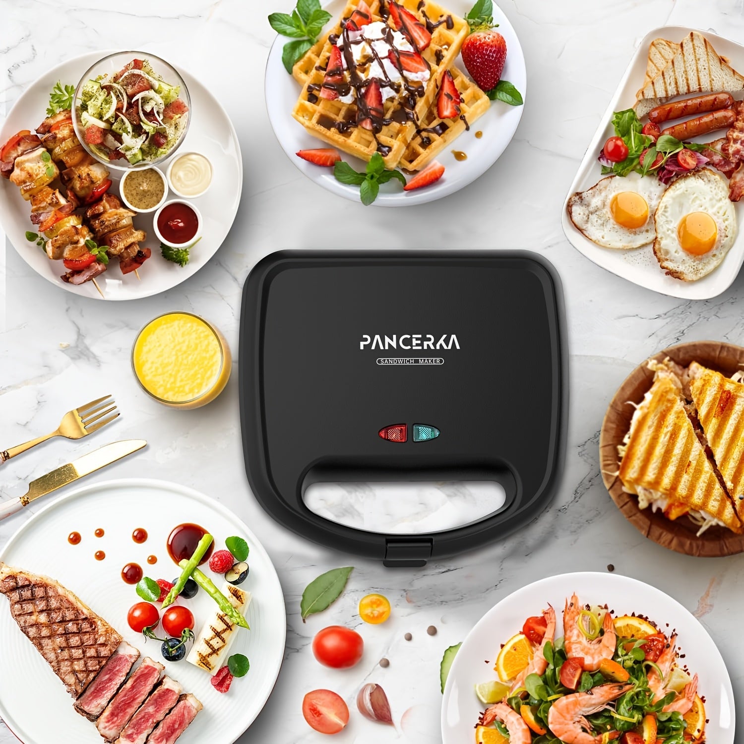 Электрический сэндвич-мейкер 750 Вт с антипригарным покрытием, двойное нагревание, компактный, гриль