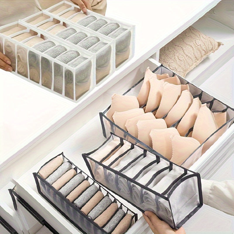 Набор из трех органайзеров для одежды из полиэстерового волокна с 7 ячейками, идеально подходит для нижнего белья, носок, галстуков - отличное решение для хранения в ящиках для подростков и взрослых