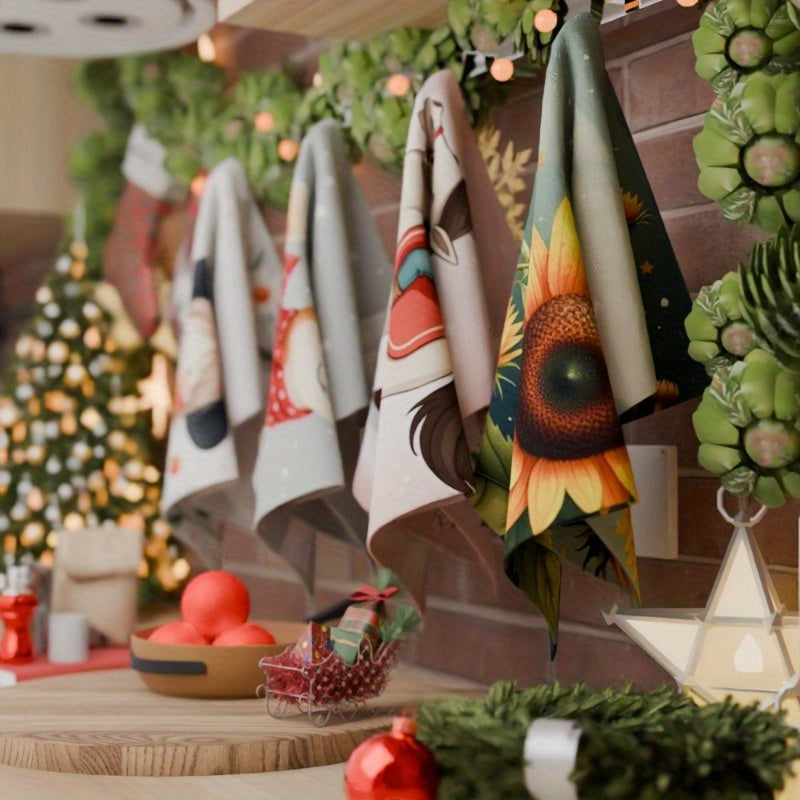 Set of 4 Christmas Kitchen Towels 45.72x66.04cm Festive Decor Merry Christmas