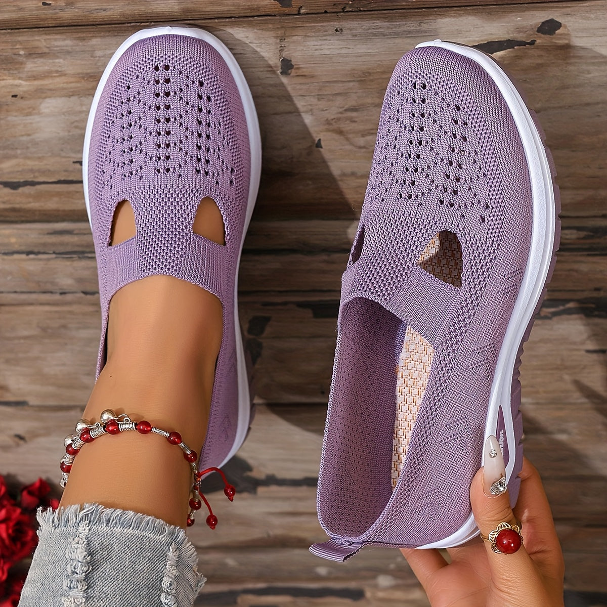 Women's Light-Colored Casual Sneakers Summer Beach Vacation Shoes
