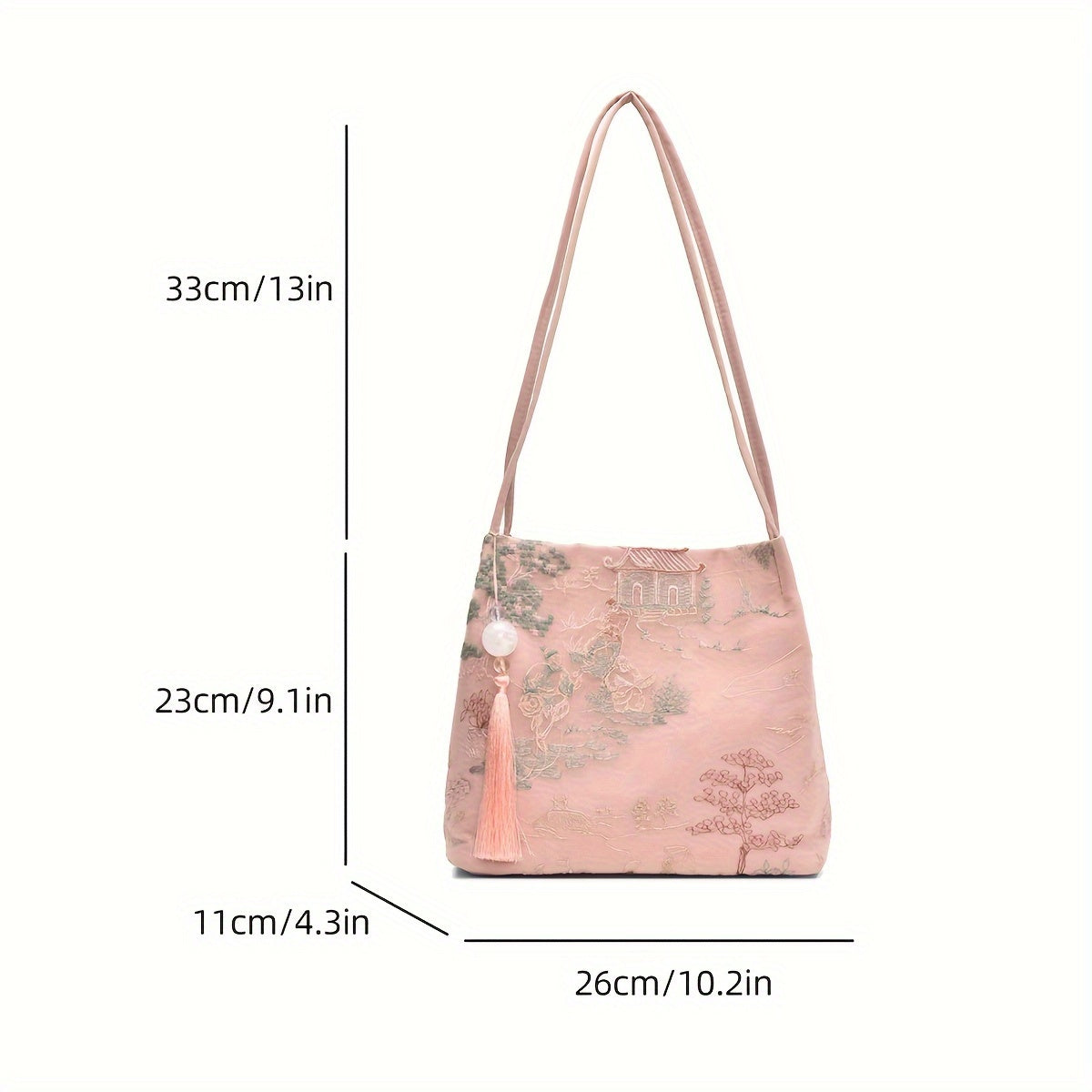 Bolso de hombro de estilo étnico para mujer con bordado y gran capacidad para desplazamientos