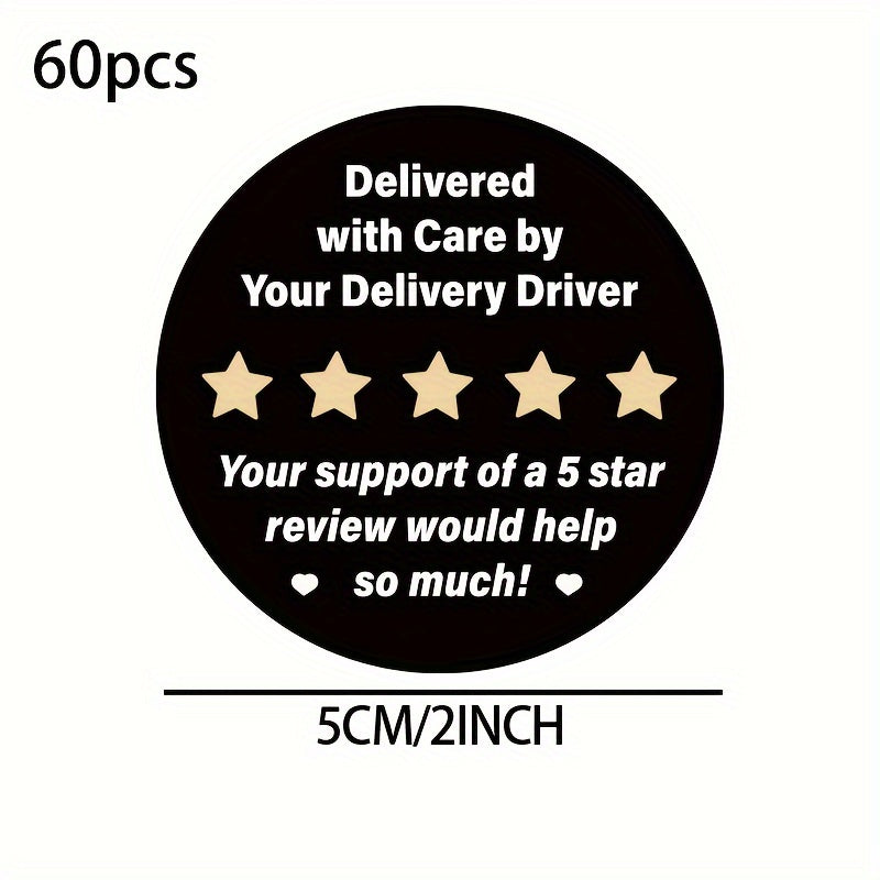 Set of 60 Black Shipping Labels for Delivery Drivers and Gift Wrapping