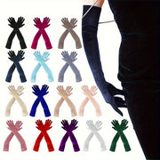 Long Opera Gloves for Women 1 Pair Elbow Length Velvet Costume Evening Dress