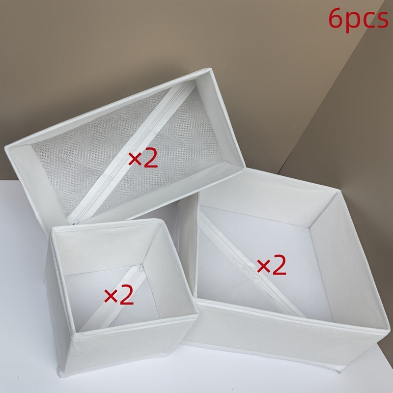 6 ta polyester shkaf tashkilotchilari to'plami, paypoq, ichki kiyim va kichik buyumlar uchun, yig'iladigan saqlash qutilari