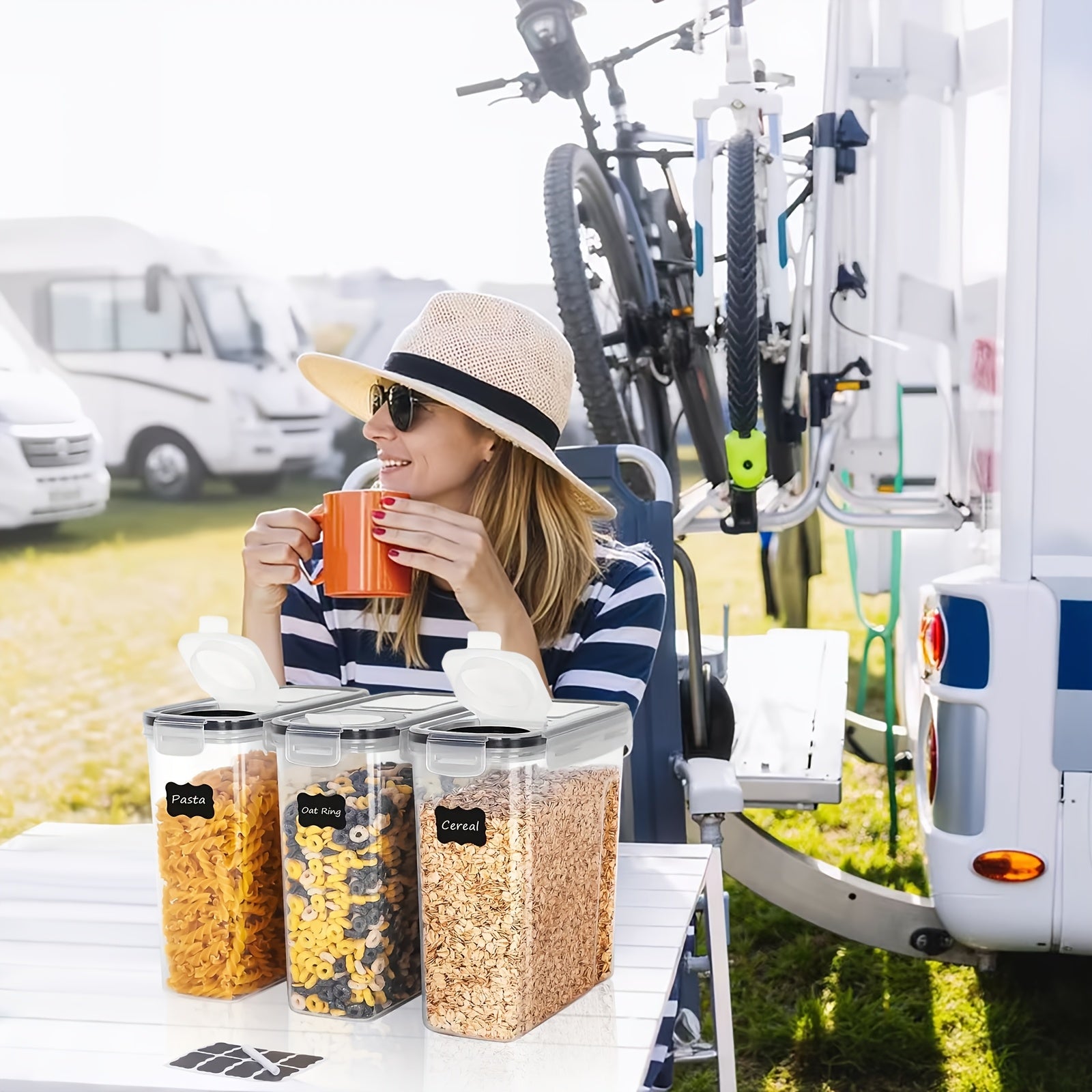 2/4 dona Sariqalar uchun oziq-ovqat saqlash konteynerlari BPA bepul plastmassa havo o'tkazmaydigan oziq-ovqat saqlash qutilari