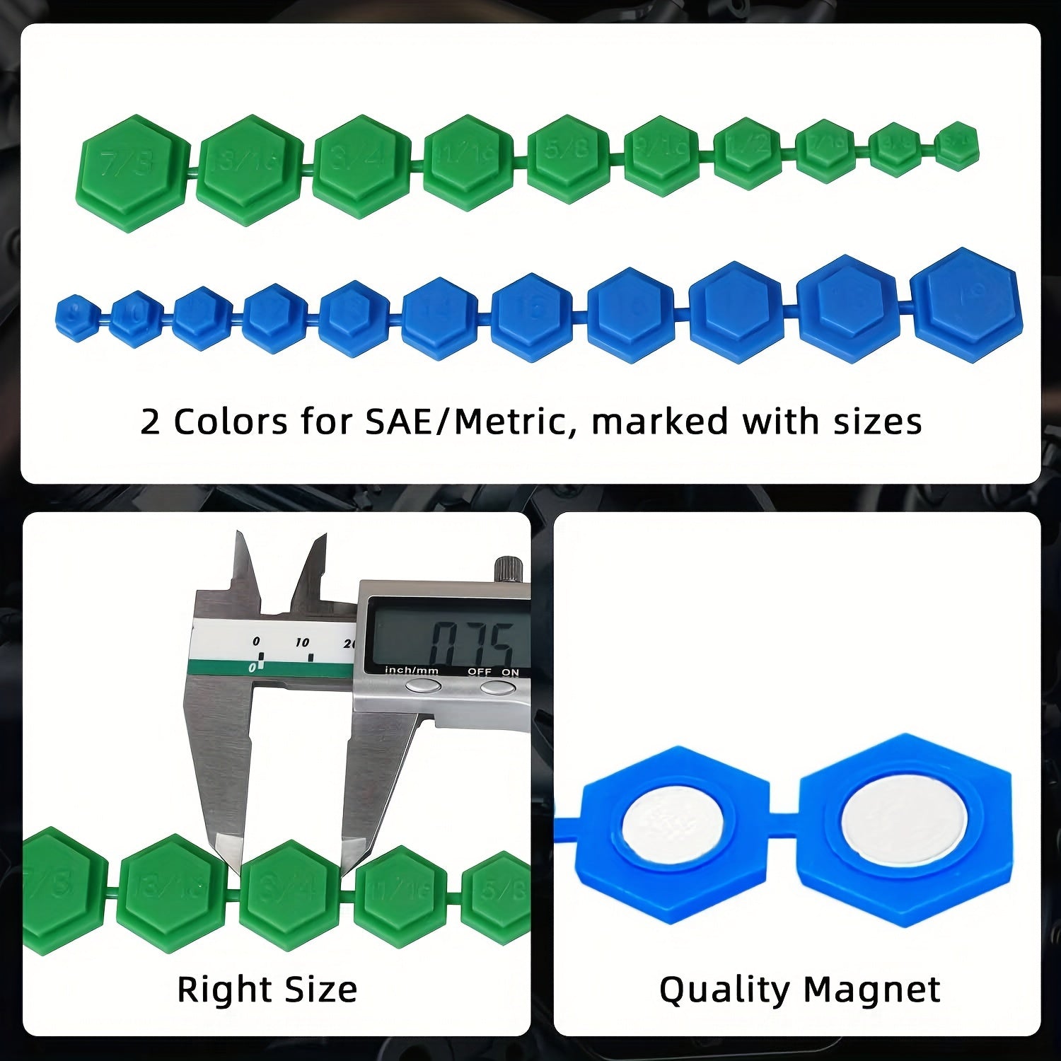 21 dona Magnitli Soket Qo'shish Vositalari To'plami SAE Metriya Sakkizburchak O'lchamlari Turli Hajmda