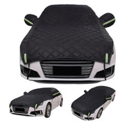 Quilted Hail Protector Car Cover for Most Vehicles Black Green Plush Material