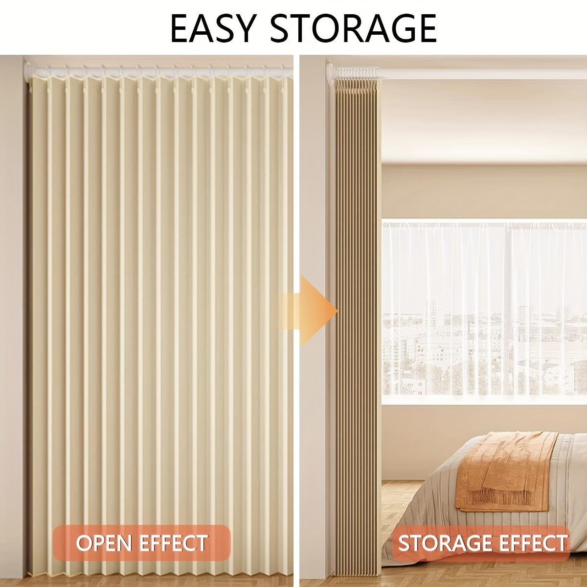 Folding Curtain Waterproof Stain-Resistant Privacy Divider for Living Room Bedroom Kitchen