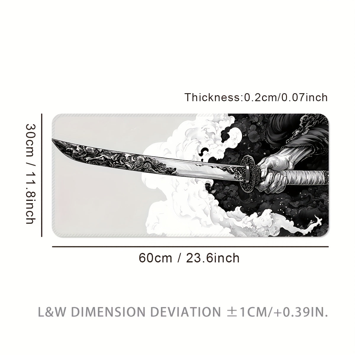 XL Gaming Mouse Pad Oblong with Sword Design Non-Slip Washable for eSports and Office