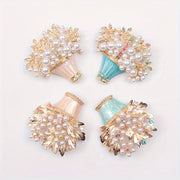 Faux Pearl and Rhinestone Flower Brooch Vintage-Inspired Irregular Shape for Dresses and Sweaters