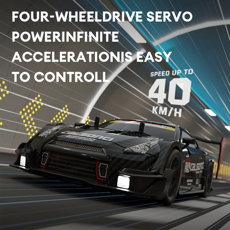 Coche de deriva RC de alta velocidad a escala 1:14, 2.4GHz, 4WD, alimentado por batería con litio recargable para niños de 14+.