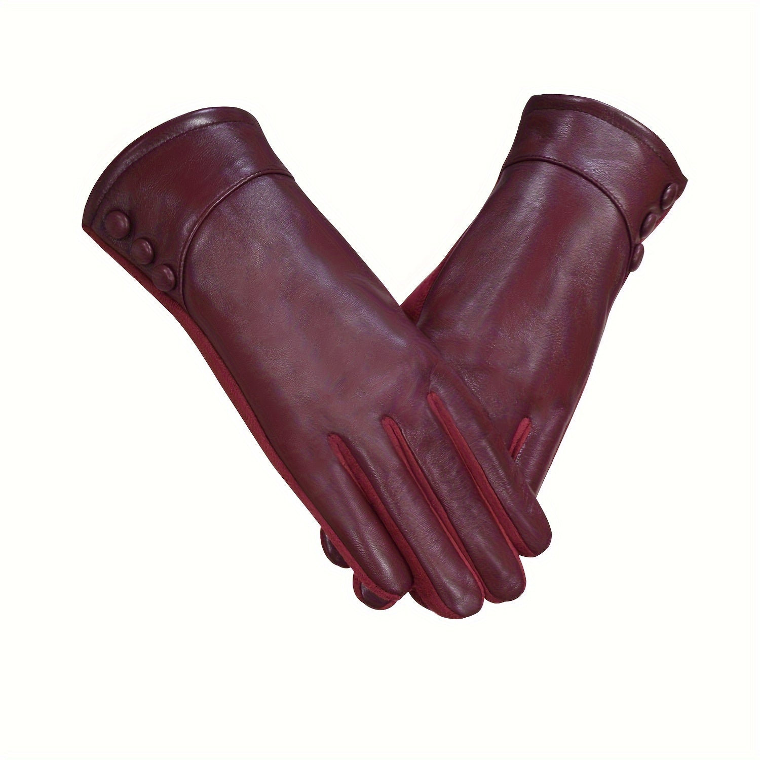 Men's Fleece-Lined Leather Gloves Touchscreen Split Fingers for Cold Weather