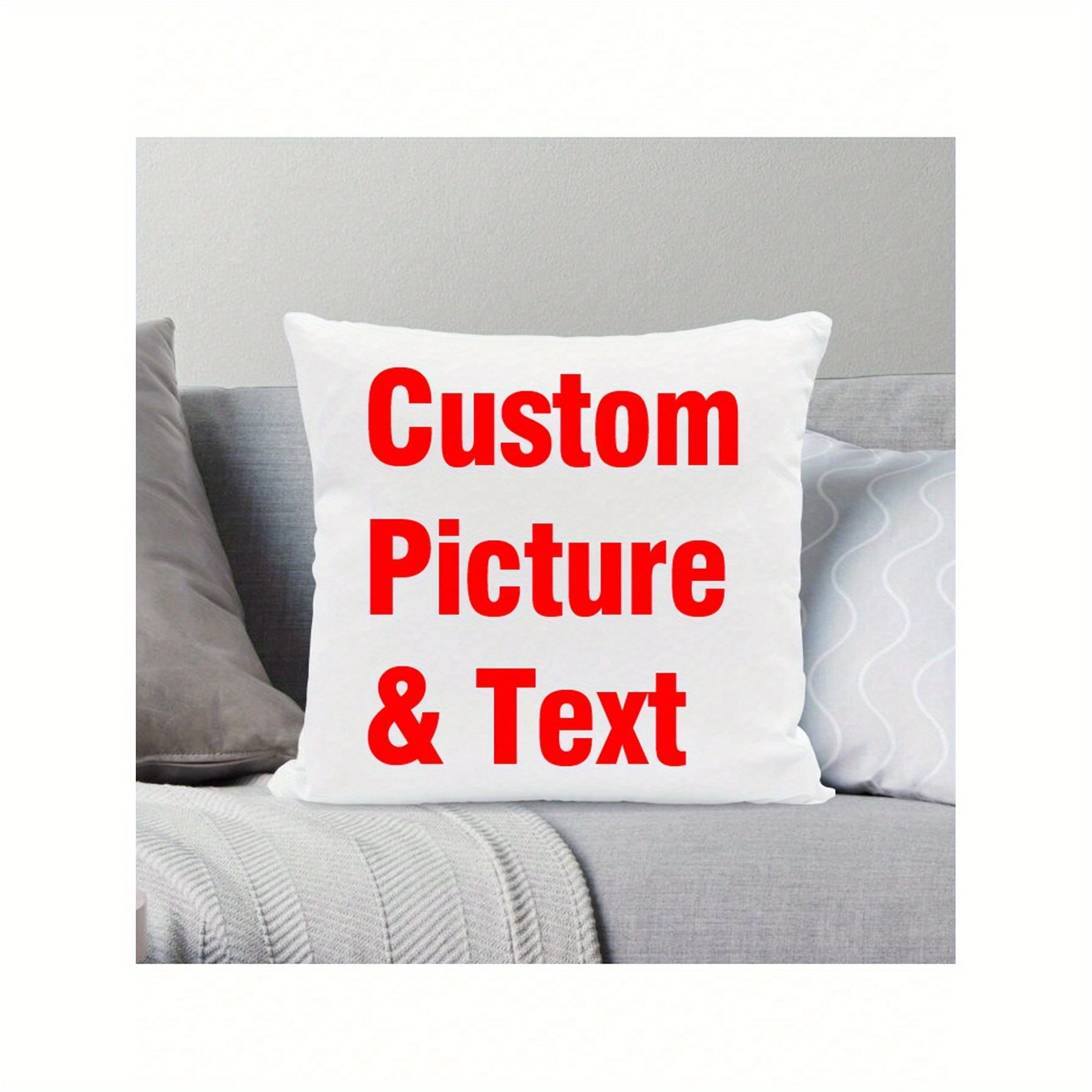 Customizable Square Throw Pillow Cover Polyester Blend Soft Cushion Case for Gifts