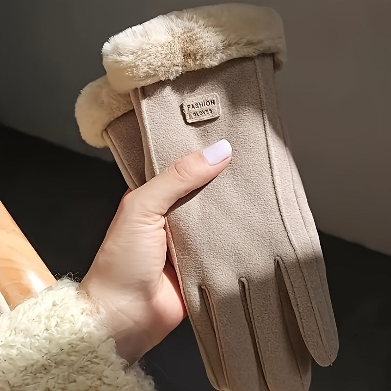 Women's Winter Gloves Touchscreen Compatible Elastic Polyester Warm Lining Split Finger