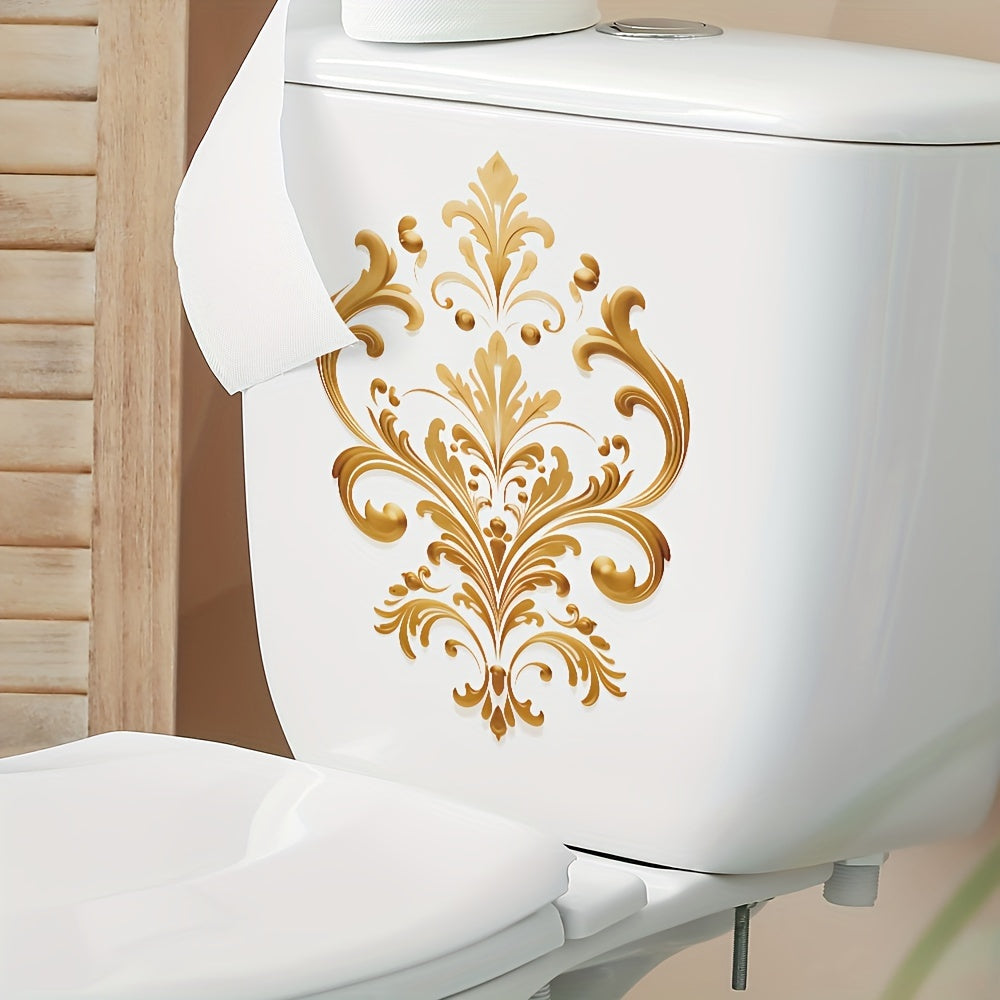 Vintage Floral Pattern Toilet Decal Glossy Finish Home Decor Holiday Decoration Irregular Shape