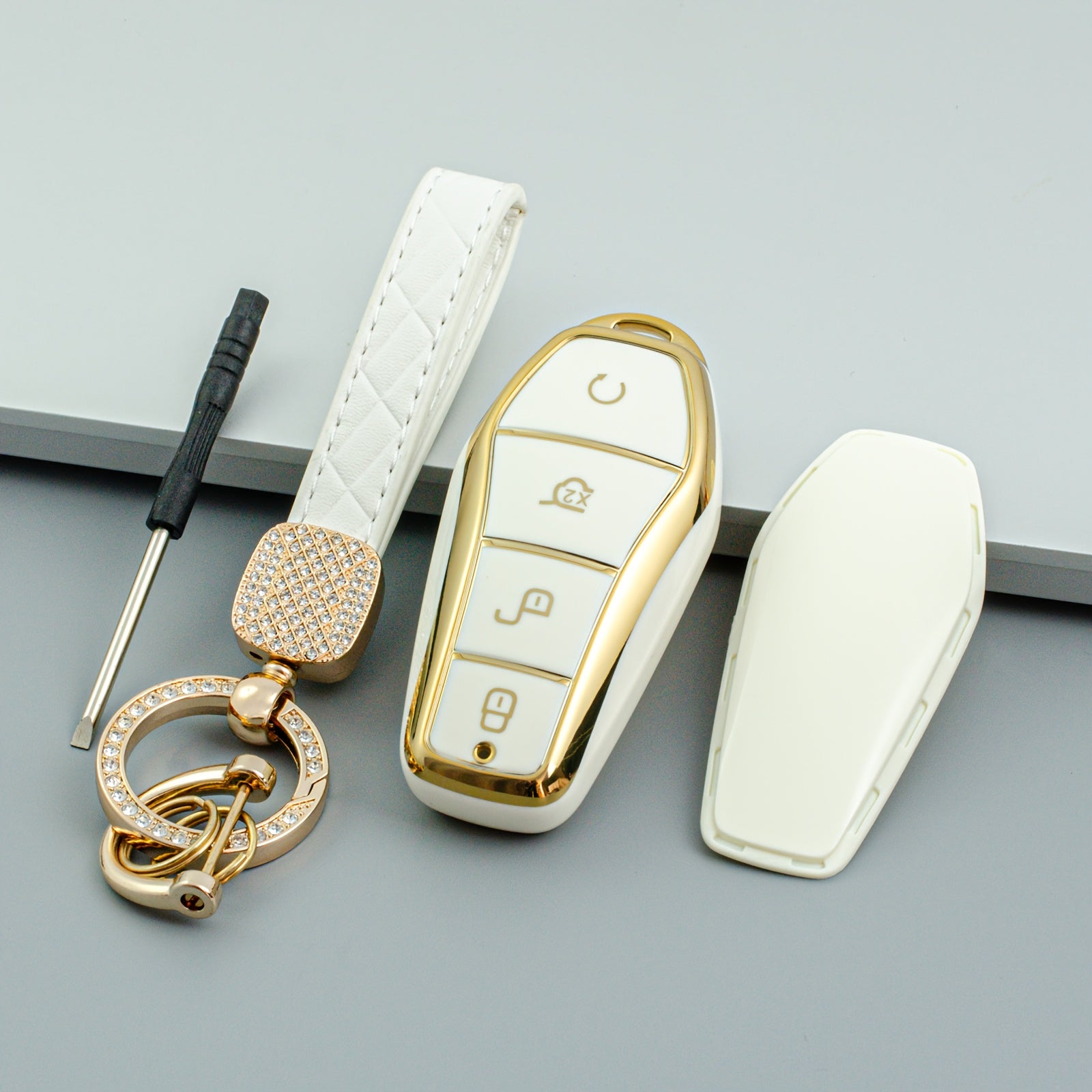 Universal TPU Key Fob Cover With Keychain for EV Car Remote