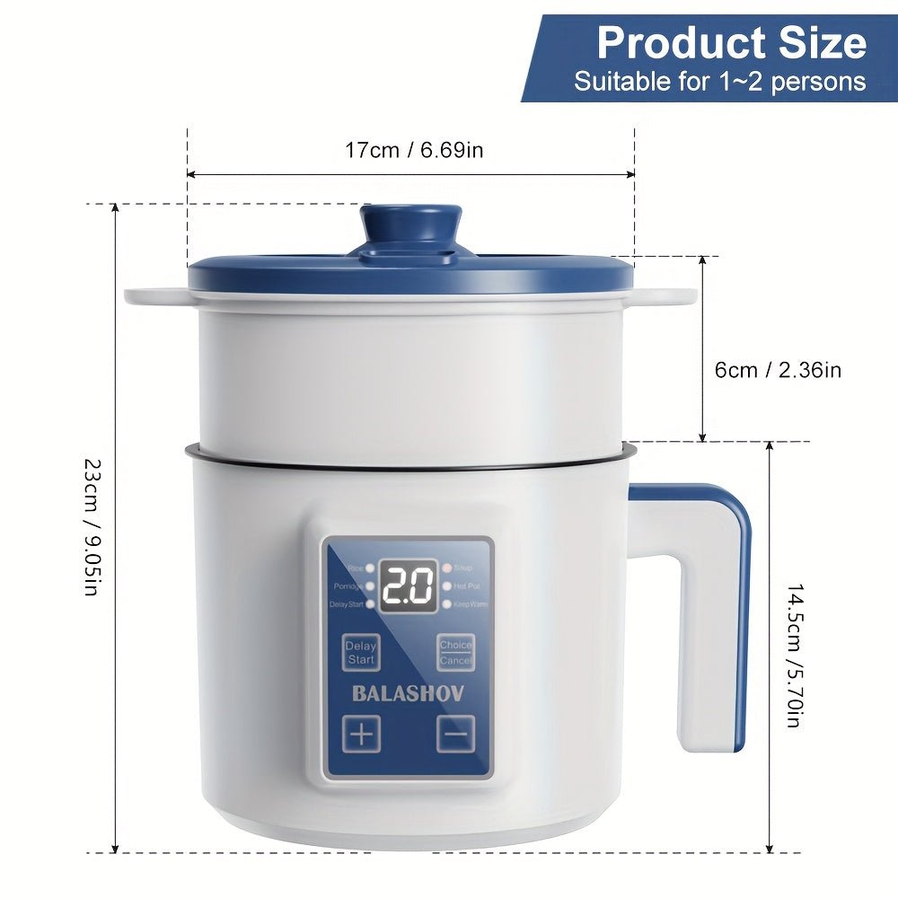 Electric Hot Pot for 1-3 People 6 Modes Safety Features Timer Compact Design White