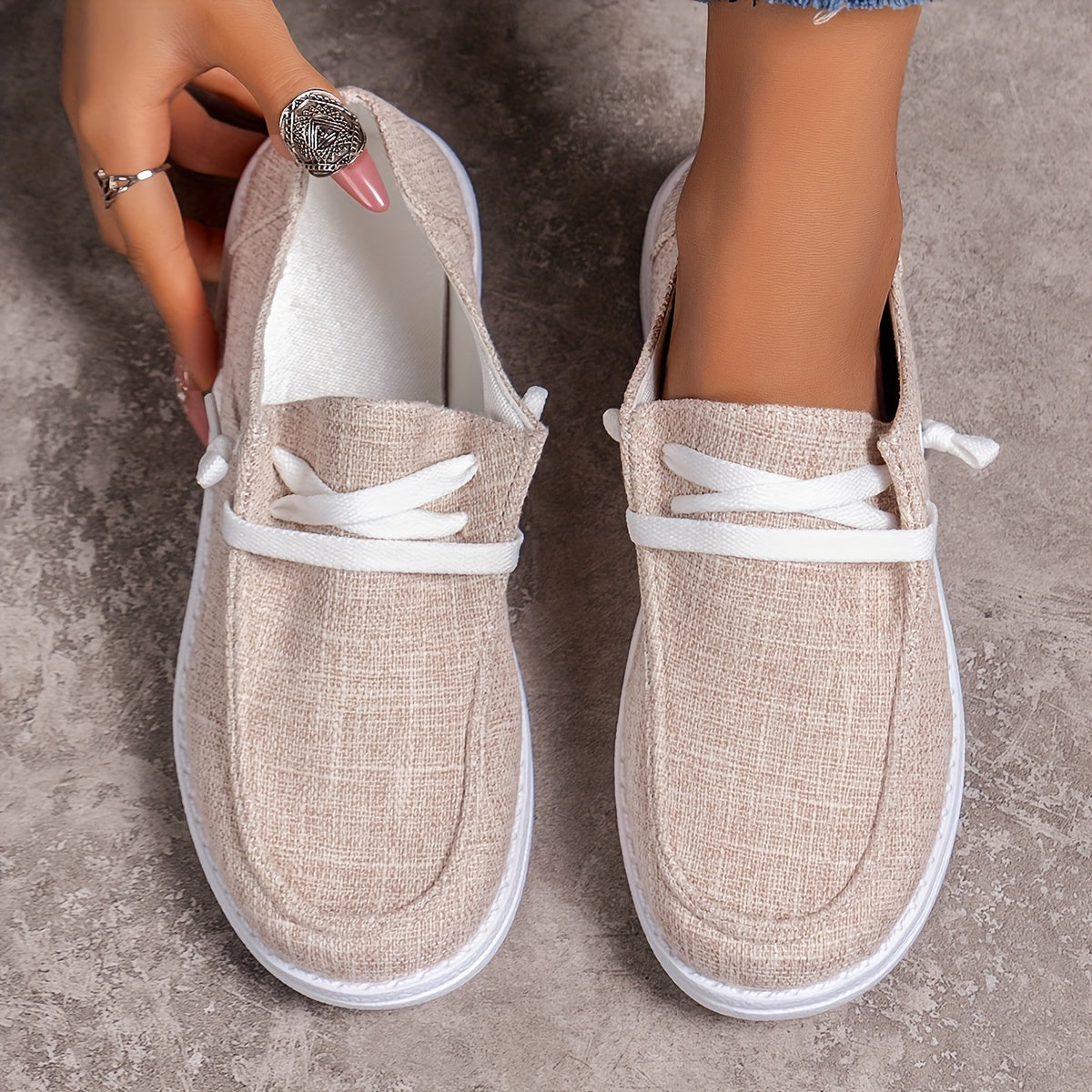 Women's Canvas Slip-On Loafer Shoes Casual Outdoor Footwear