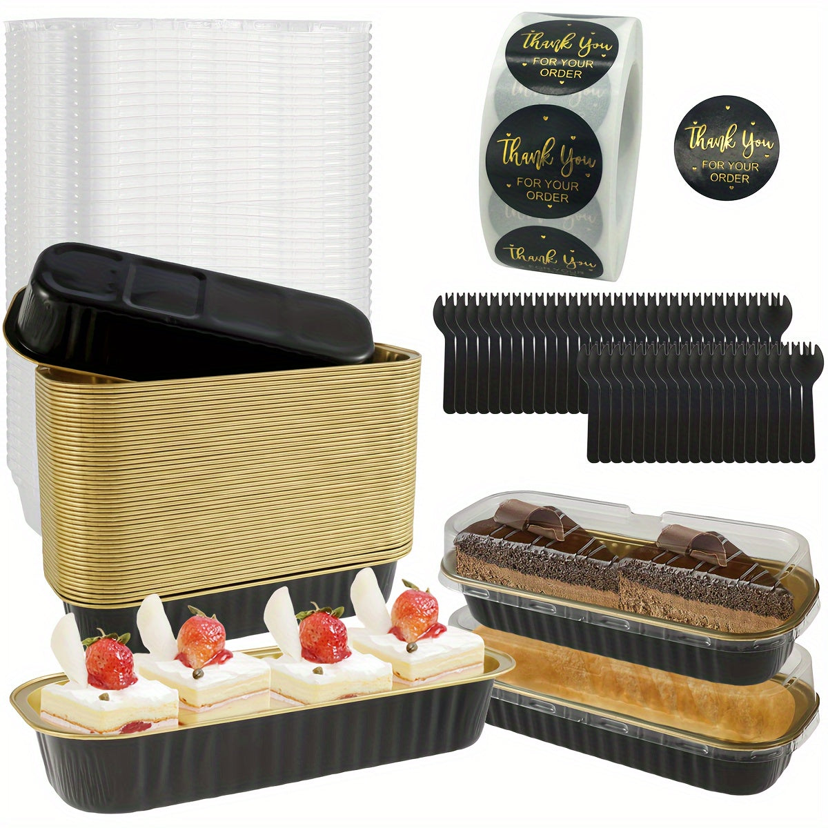 Набор из 150 мини-алюминиевых форм для тортов с крышками и ложками для выпечки и праздников