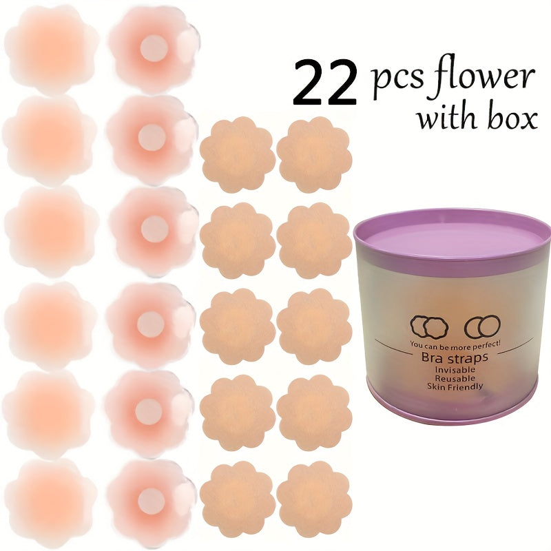 22pcs Silicone Nipple Covers Strapless Reusable Self-Adhesive Breast Pasties for Women