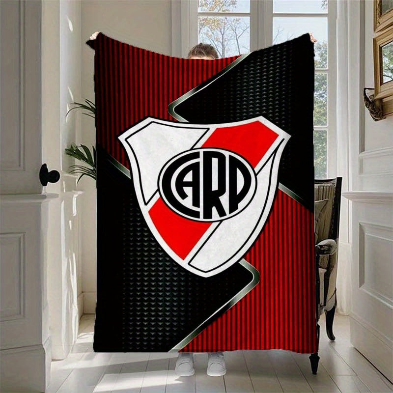 Printed Fleece Blanket for Sofa Bed Camping with River Plate Design
