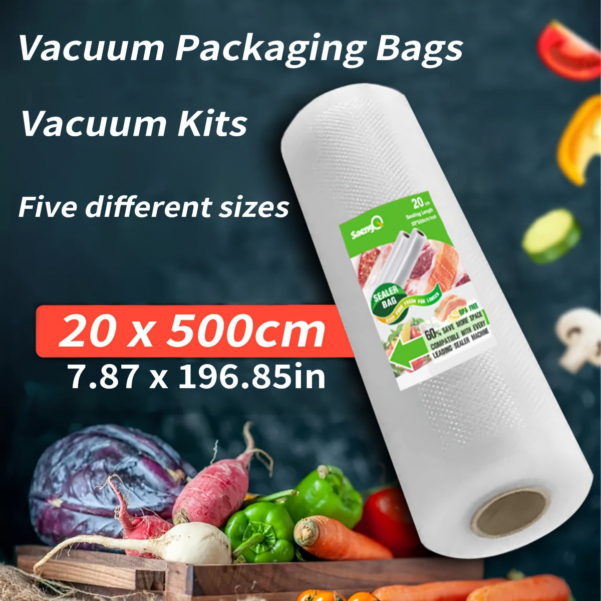 Food Storage Bags Vacuum Sealing Roll Bag Mesh Pattern Sausage Resealable Plastic
