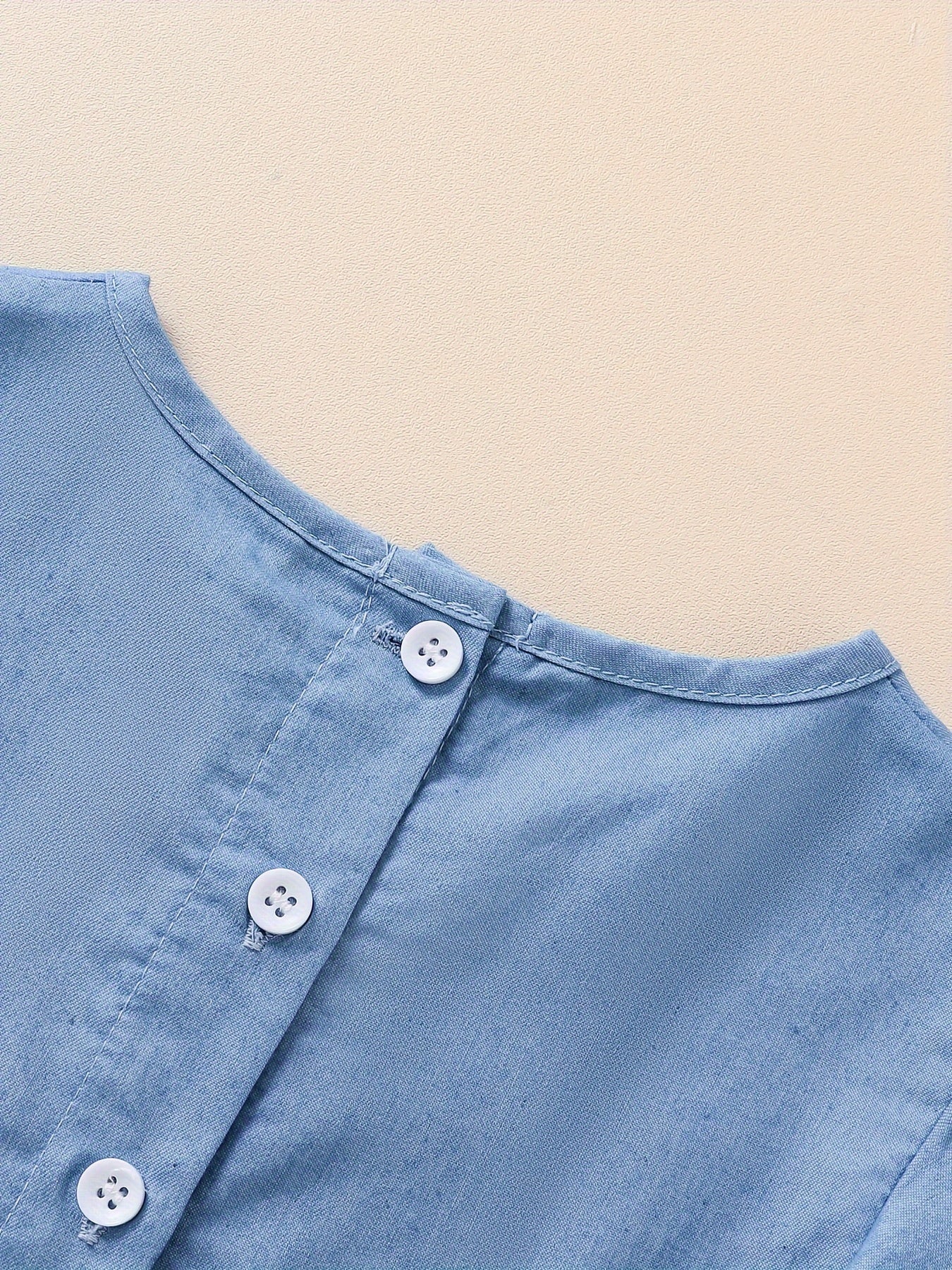 Girls' Denim Dress with Ruffle Trim Cotton Blend Summer Casual