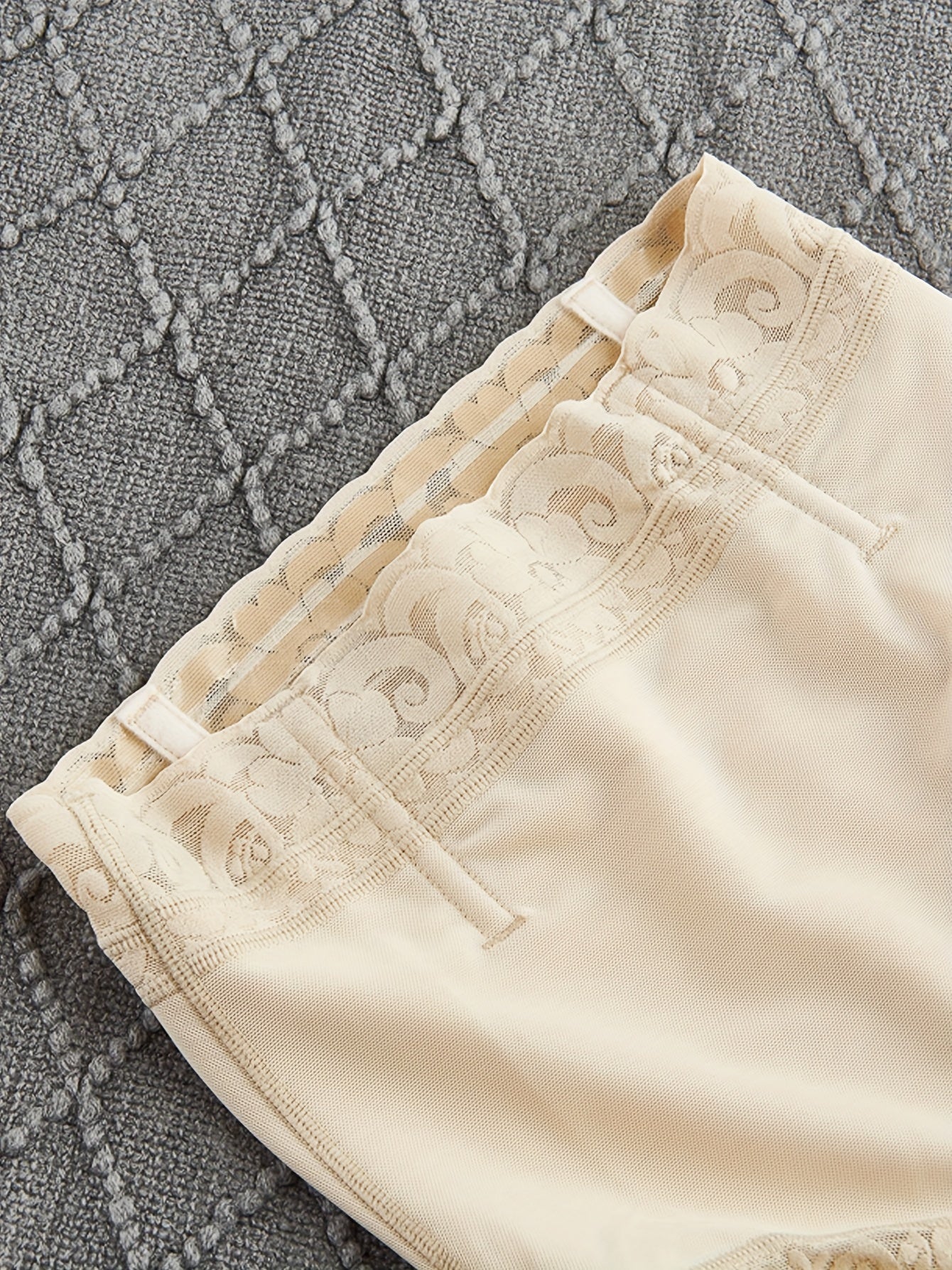 Lace Trim Butt Lifting Panties Breathable Women's Lingerie Solid Color Briefs