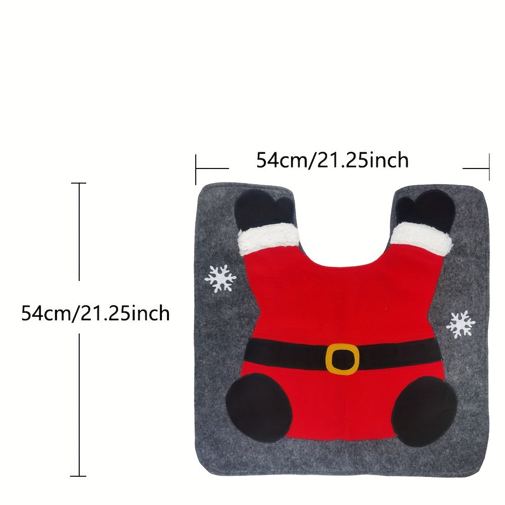 Set of 2 Santa Toilet Mats Christmas Bathroom Decor Thanksgiving Gift
