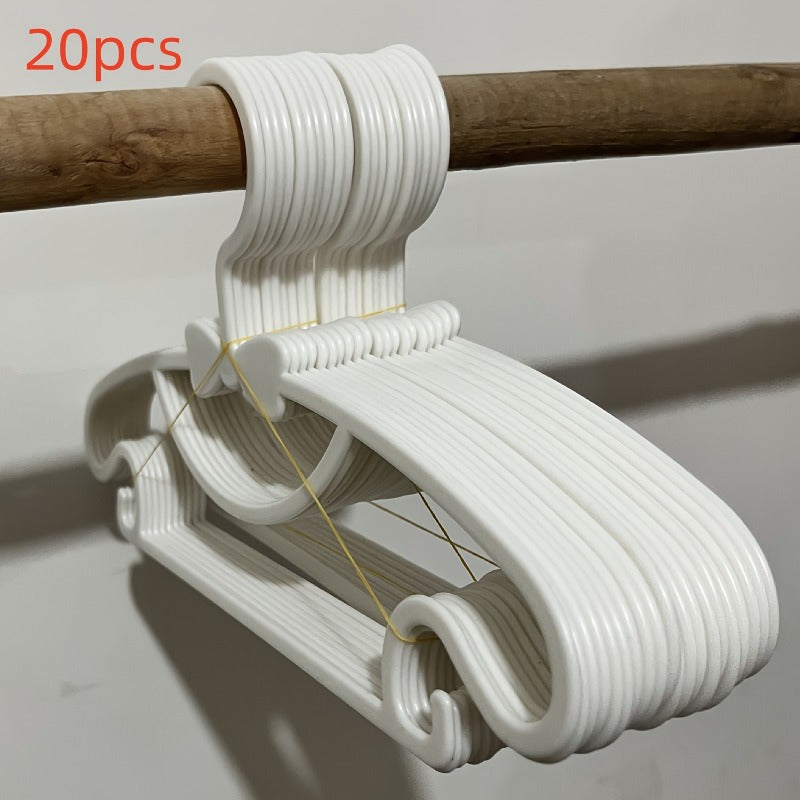 Set of 10 to 20 Plastic Clothes Hangers for Kids and Household Storage