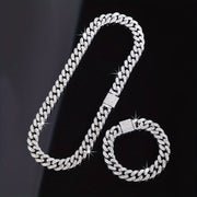 Set of 2 Hip Hop Style Necklace and Bracelet Jewelry for Men Women