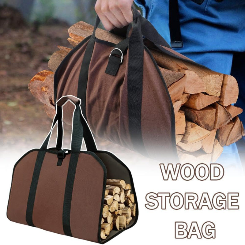 Heavy Duty Canvas Firewood Storage Bag Large Capacity Log Carrier Indoor Outdoor