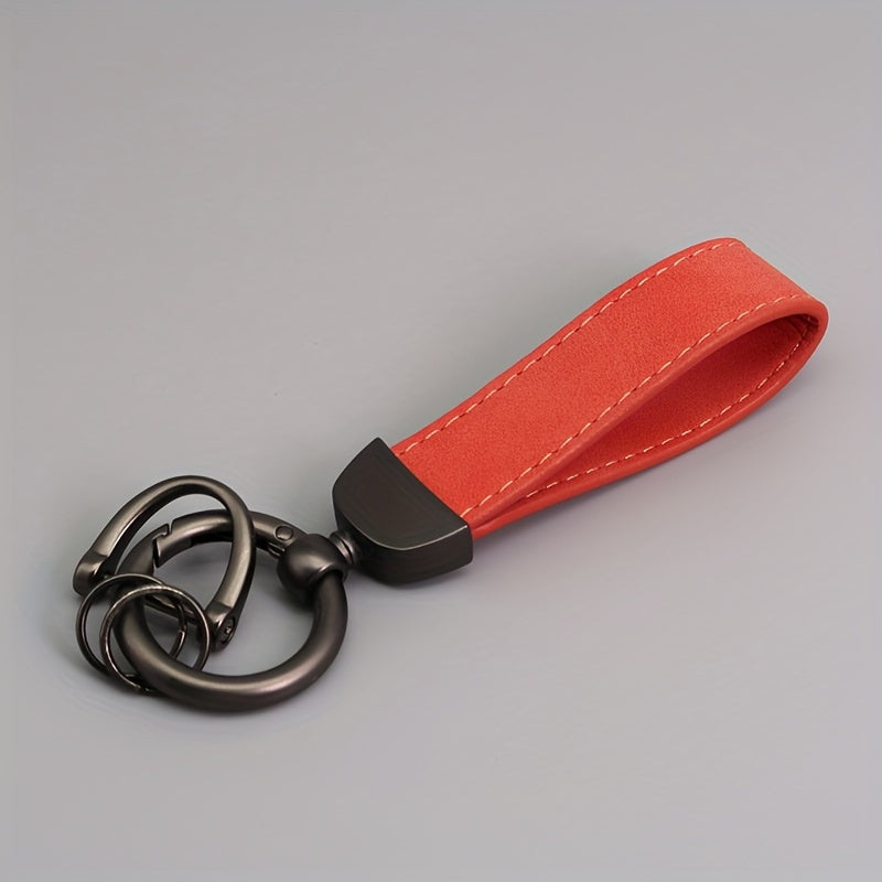 Men's Suede Car Key Chain with PU Leather Anti-Loss Key Holder Gift