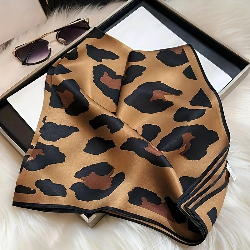Leopard Print Neck Scarf for Women Coffee Color Sun Protection Fashion Accessory