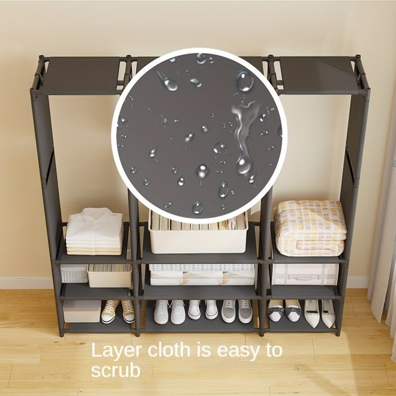 Durable Metal Coat Rack Organizer with 1-3 Rows, Space-Saving, No Assembly