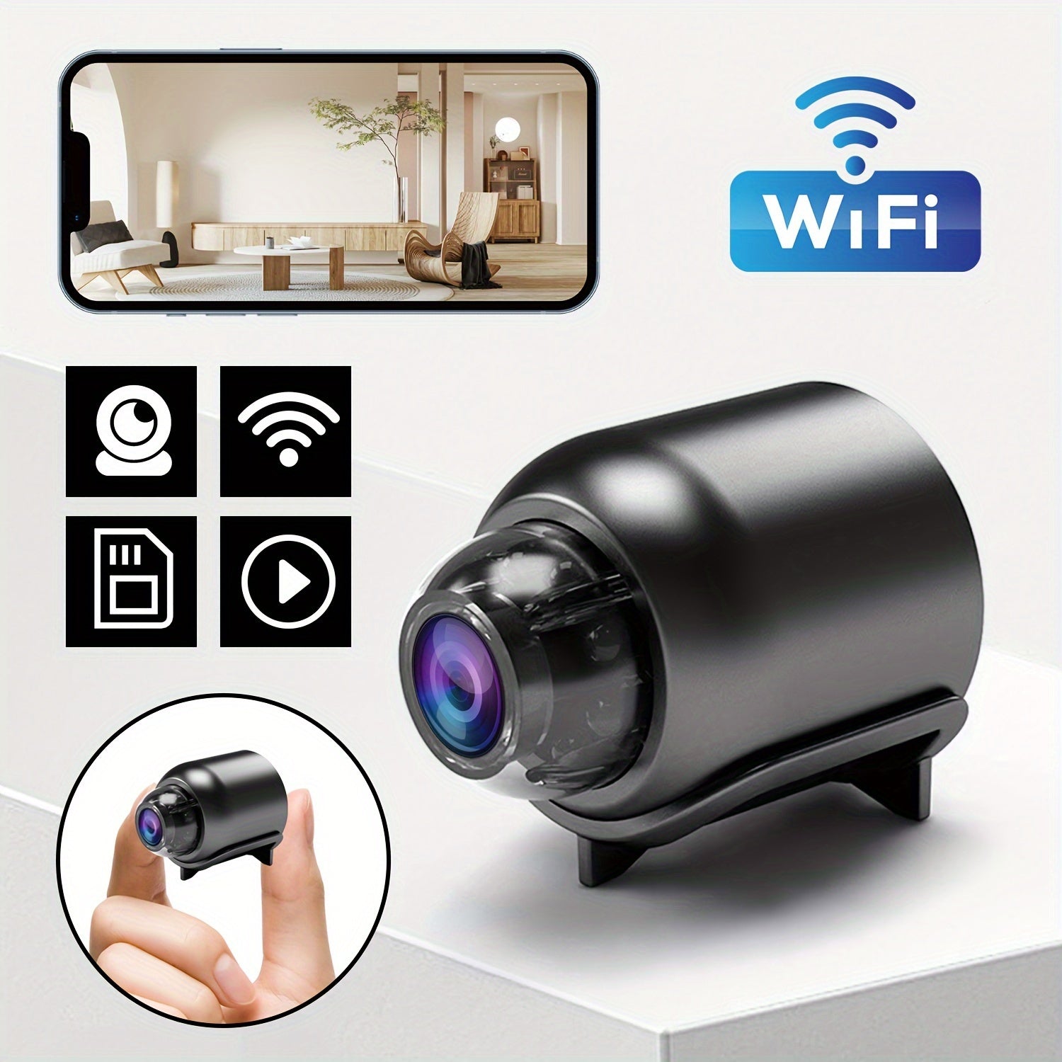 Portable Indoor Outdoor Security Camera 480P HD WiFi USB Powered Compatible with iOS Android