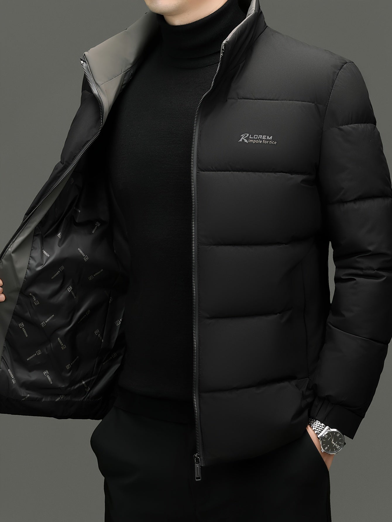 SINBOS Erkaklar uchun yengil turli ko'ylak, zip yopilishi, polyester to'ldirish va astar, 100% polyester mato, oddiy moslik