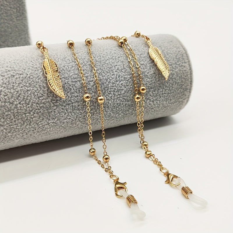 Leaves Pendant Glasses Chain Set for Men and Women Eyeglass Strap Holder with Beads