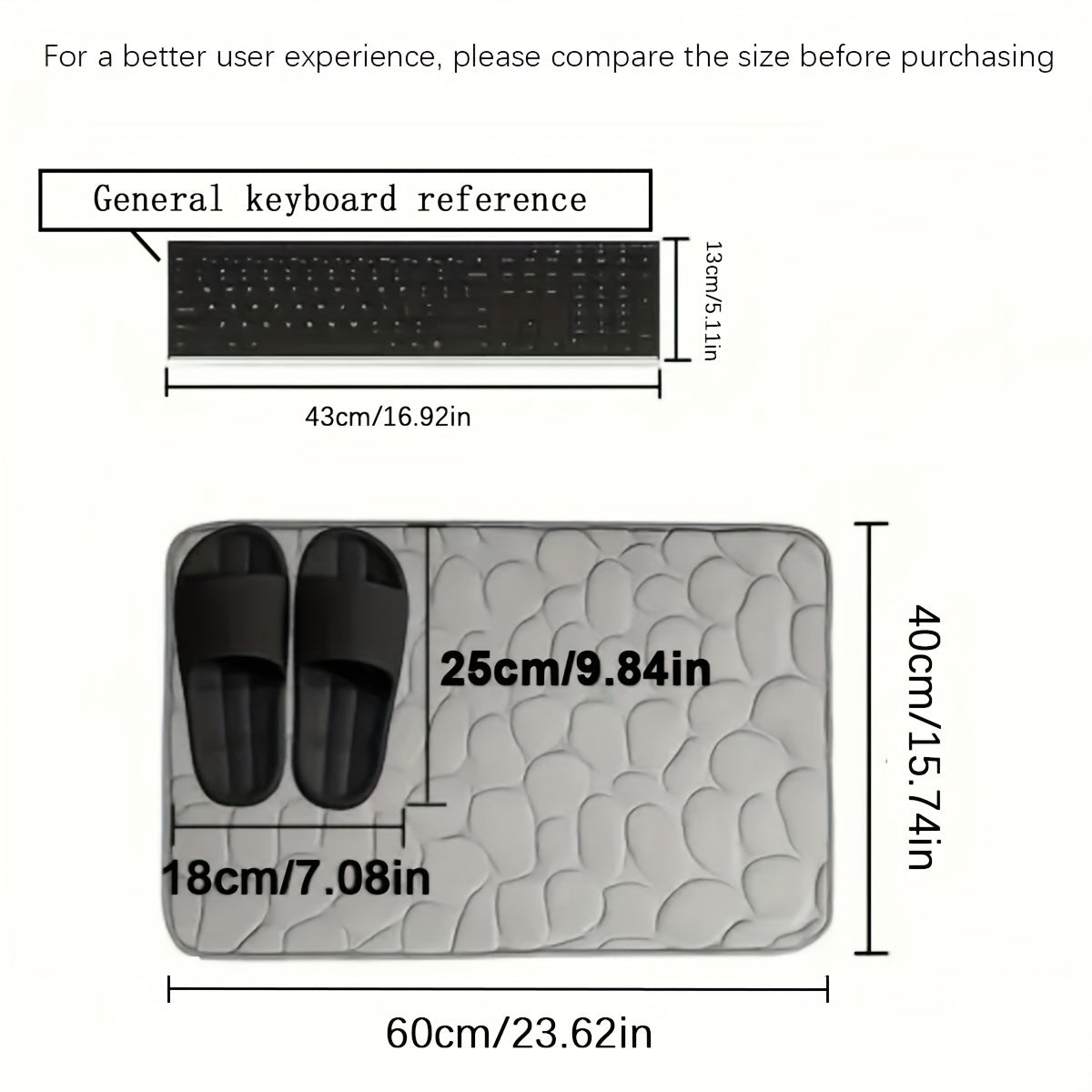 Memory Cotton Bathroom Floor Mat Water Absorbent Non-Slip Doorstep Carpet