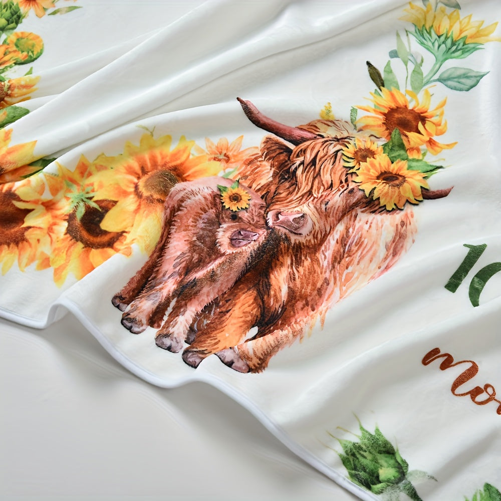 Baby Milestone Photo Blanket with Highland Sheep Print for Growth Memories