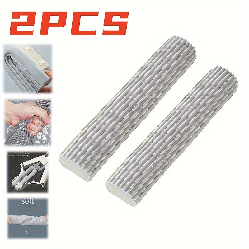 Two Super Absorbent Sponge Mop Heads for Wet and Dry Cleaning, Suitable for Kitchen Bathroom Tile Hardwood Floors