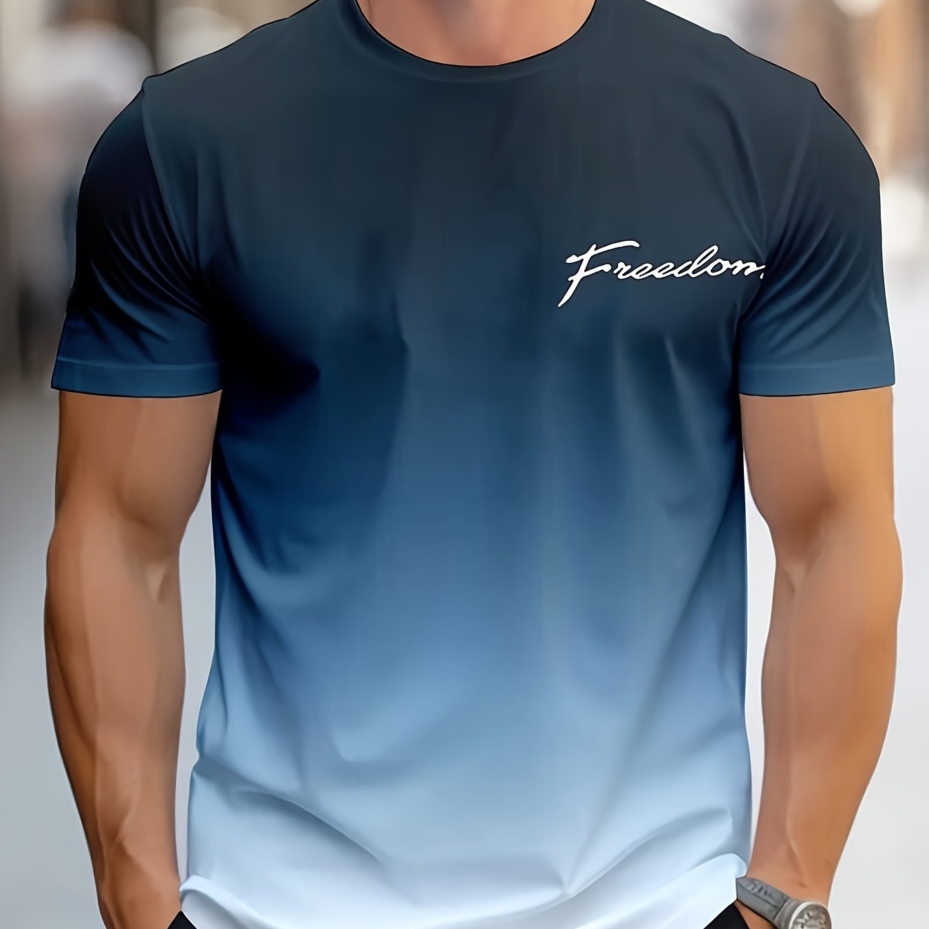 Erkaklar uchun zamonaviy tasodifiy 3D bosma T-ko'ylak, geometrik naqsh bilan, polyesterdan tayyorlangan, oddiy moslashuvda to'qilgan mato bilan.