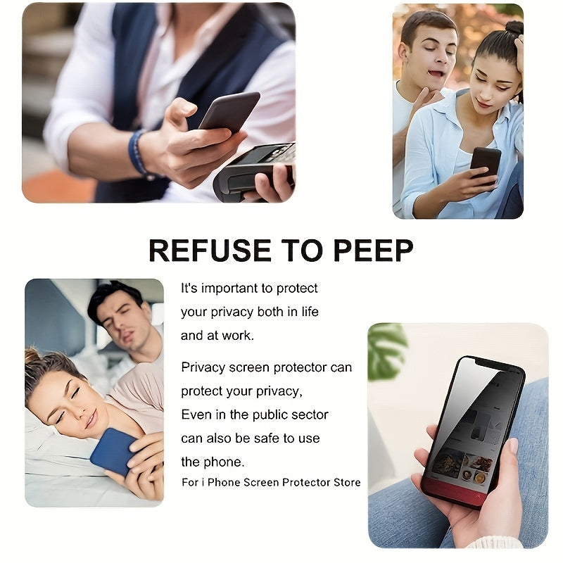 Set of 5 Privacy Screen Protectors for iPhone 11-16 Pro Max and Plus Tempered Glass