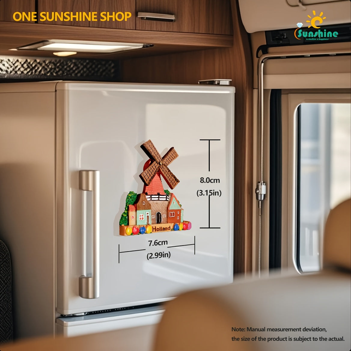 Ijodiy rezin shamol g'ildirakli magnitli muzlatgich bezaklari uchun uy tashqarida sayohat